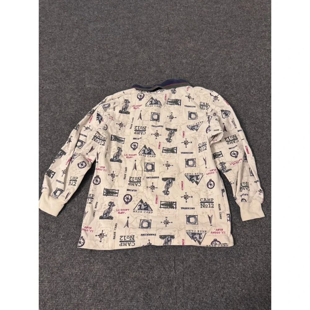Vintage OshKosh‎ Bgosh Boys 5 Camping Mountain Print Polo Shirt Made in USA a3